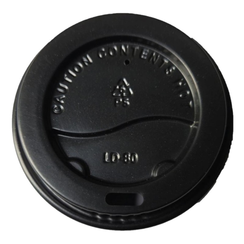 Reducere 14% - Capace pentru Pahare, 80 mm, din Plastic, Negre, 100 Bucati 1 Capace pentru Pahare