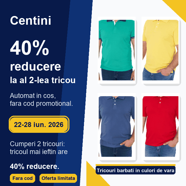 40% reducere la al 2-lea tricou pentru bărbați 1 Reduceri centini 40 reducere al doilea tricou animat