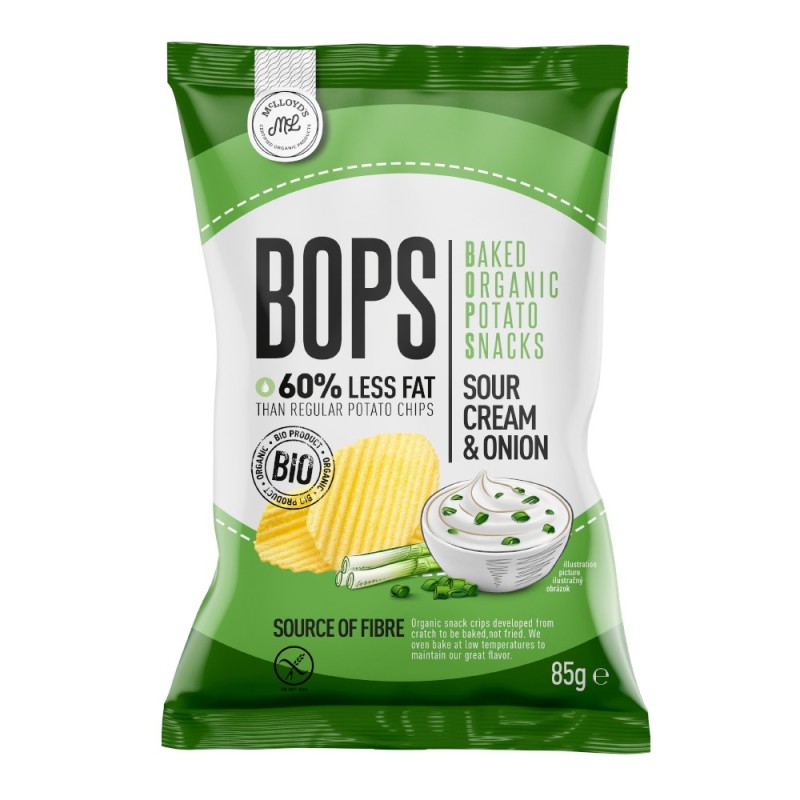 Reducere 14% - Chipsuri din Cartofi cu Smantana si Ceapa Eco, McLloyd's, 85 g 1 Chipsuri din Cartofi cu Smantana si Ceapa Eco