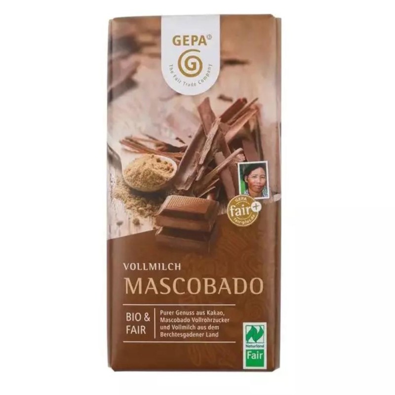 Reducere 14% - Ciocolata cu Lapte Bio si Fairtrade Mascobado, 100 g, Gepa 1 Ciocolata cu Lapte Bio si Fairtrade Mascobado