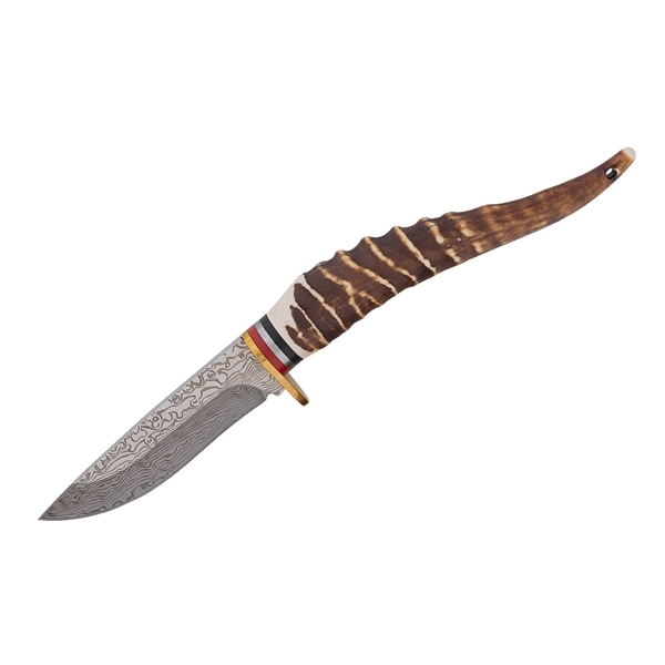 Reducere 54% - Cutit de vanatoare cu lama fixa, DEPOX , otel inoxidabil 440, maner imitatie corn de cerb, 24 cm 1 Cutit de vanatoare cu lama fixa