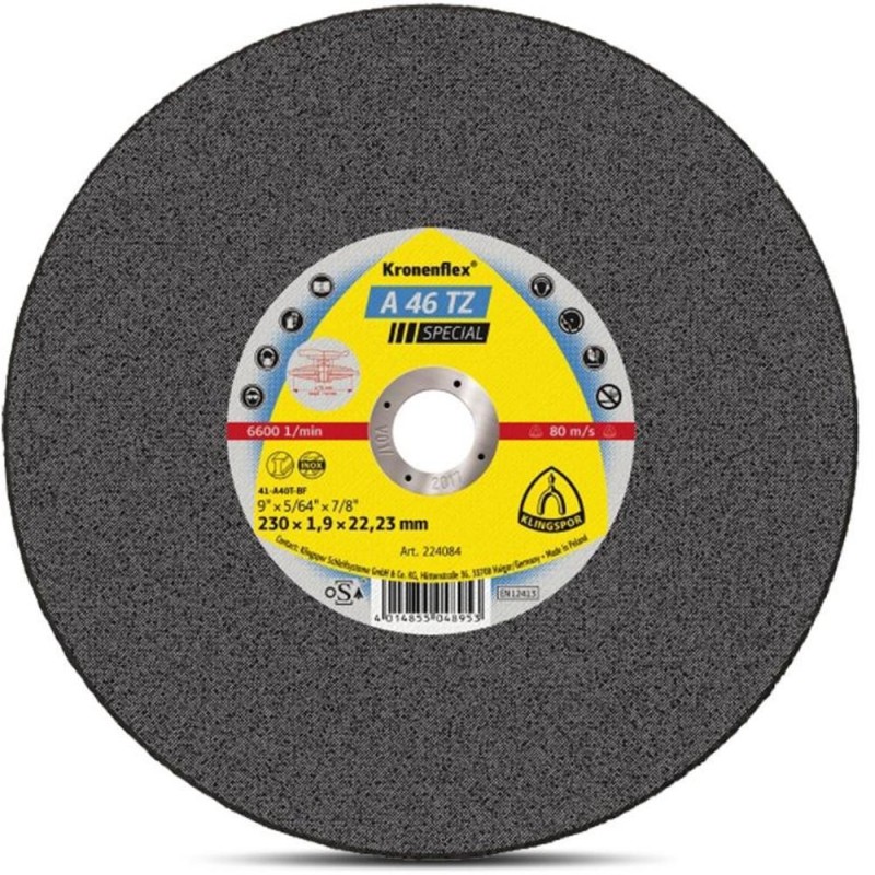 Reducere 14% - Disc de Debitare Special, A 46 TZ, pentru Inox, 230 x 1.9 x 22 mm, Z-tools 1 Disc de Debitare Special