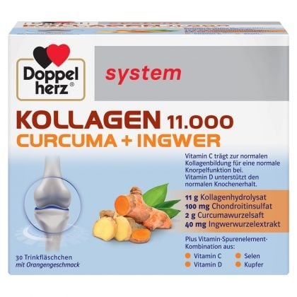 Reducere 9% - Doppelherz System Kollagen 11.000 Plus Curcuma + Ghimbir*30 fl 1 Doppelherz System Kollagen 11.000 Plus Curcuma + Ghimbir*30 fl