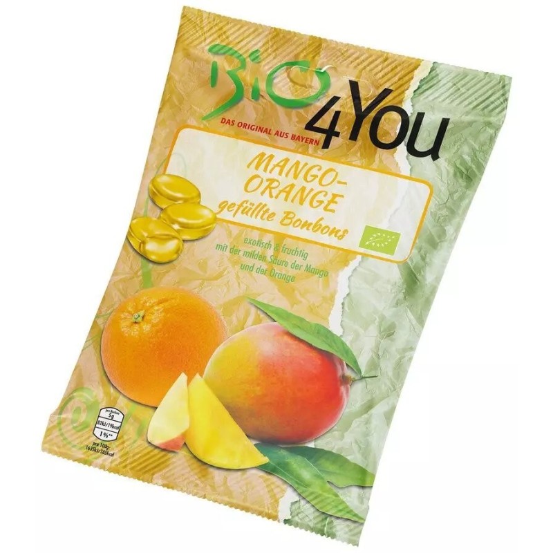 Reducere 14% - Dropsuri Bio cu Mango si Portocale 75 g, Bio 4 you 1 Dropsuri Bio cu Mango si Portocale 75 g