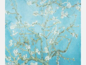 Esarfa patrata cu model inspirat  dupa    Migdal Inflorind   de Van Gogh