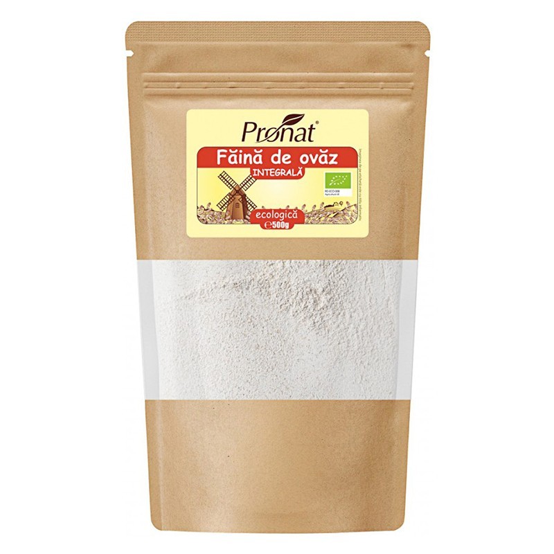 Reducere 14% - Faina Bio Integrala de Ovaz, Pronat, 500 g 1 Faina Bio Integrala de Ovaz