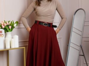 Fusta clos lunga Marissa cu buzunare functionale - Grena