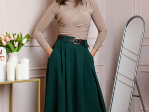 Fusta clos lunga Marissa cu buzunare functionale - Verde