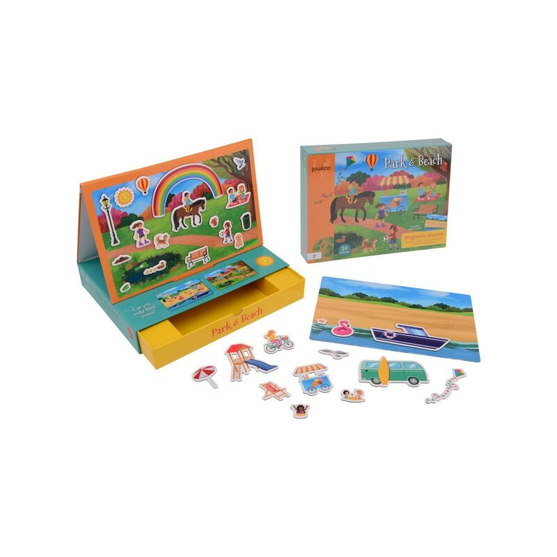 Reducere 48% - Set de joaca, Joueco, Magnetic, 30 de piese, Dezvolta abilitati motorii si imaginatia, Include cutie pentru depozitare si tabla de joc, 30 x 22 cm, 3 ani+, Multicolor 1 Set de joaca