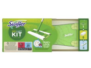 Kit de Baza cu Mop Uscat/Umed 1 Mop + 8 Lavete Uscate + 3 Lavete Umede - Swiffer Dry+ Wet Kit Trap + Lock
