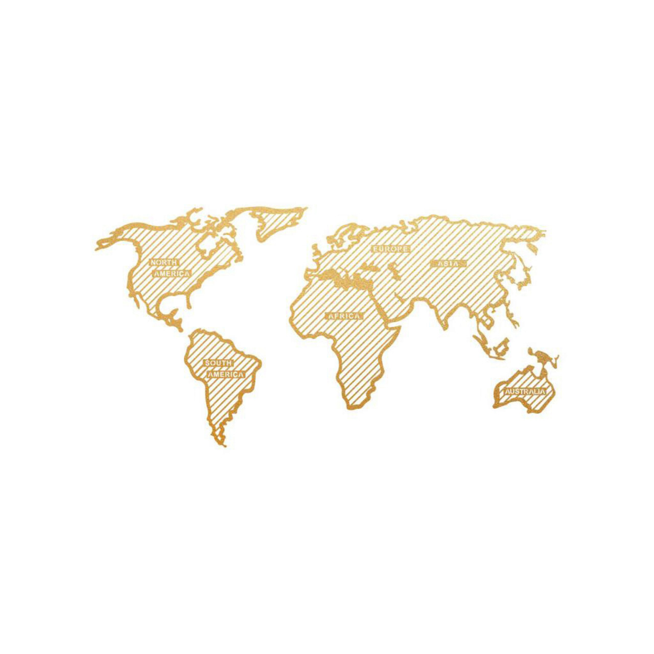 Reducere 28% - Decoratiune de perete, World Map In The Stripes, Dimensiune: 120 x 65 cm, Auriu 2 World Map In The Stripes