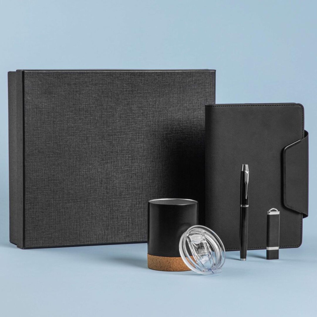 Reducere 27% - Set agenda 4 piese Bodo, Homla, 31x27x8 cm, 200 ml, poliuretan, negru 1 Set agenda 4 piese Bodo