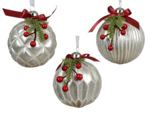 Set 3 globuri Snow finish w berries