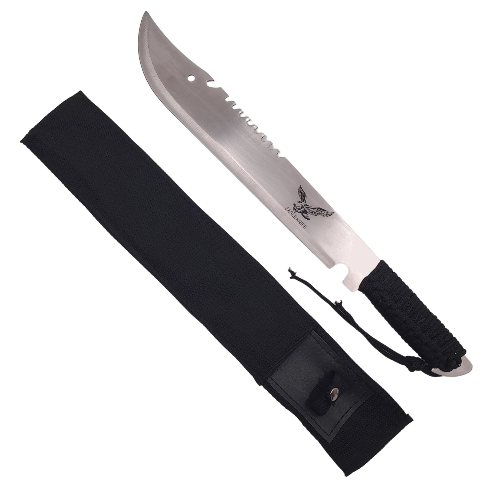Reducere 53% - Maceta de vanatoare DEPOX, Eagle Knife, 49.5 cm, otel inoxidabil,argintiu, teaca inclusa 1 Maceta de vanatoare DEPOX