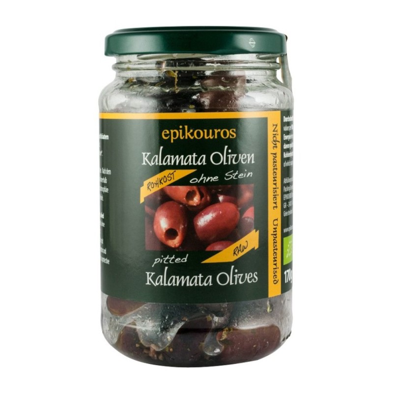 Reducere 14% - Masline Kalamata Bio, Crude, fara Samburi, Epikouros, 170 g 1 Masline Kalamata Bio