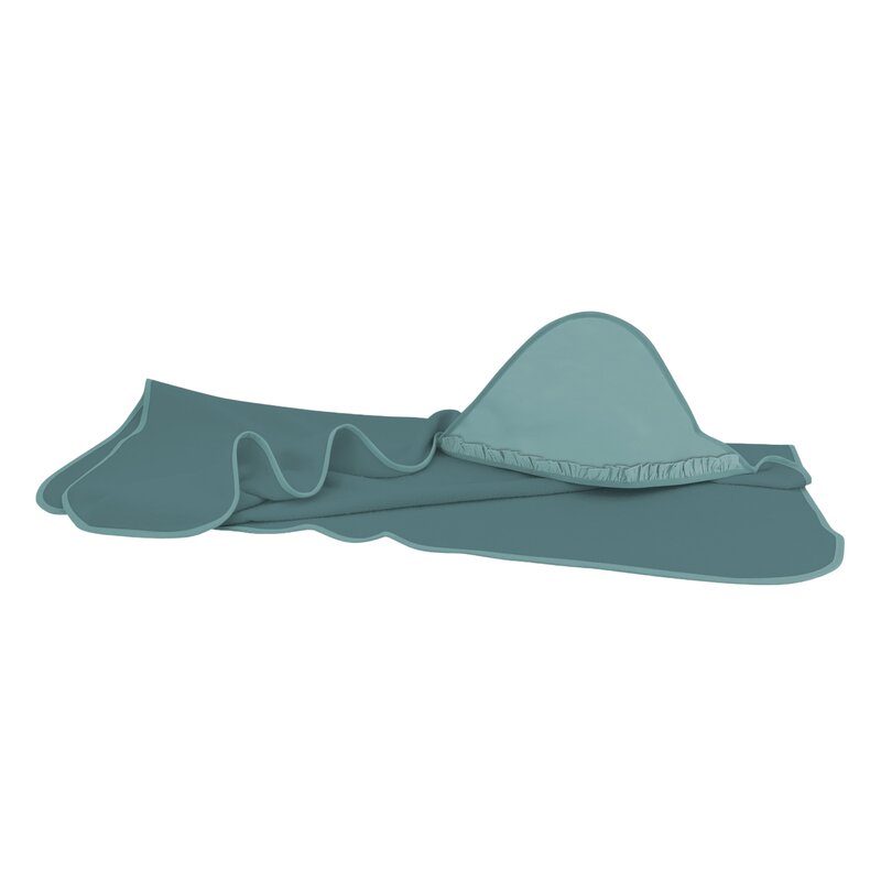 Reducere 62% - Prosop cu gluga, MimiNu, Mare, Cu volanas, Dimensiune 100x100 cm, Din bumbac si thermo fleece, Materiale certificate Oeko Tex Standard 100, Colectia Royal, Nepal Green 1 Prosop cu gluga