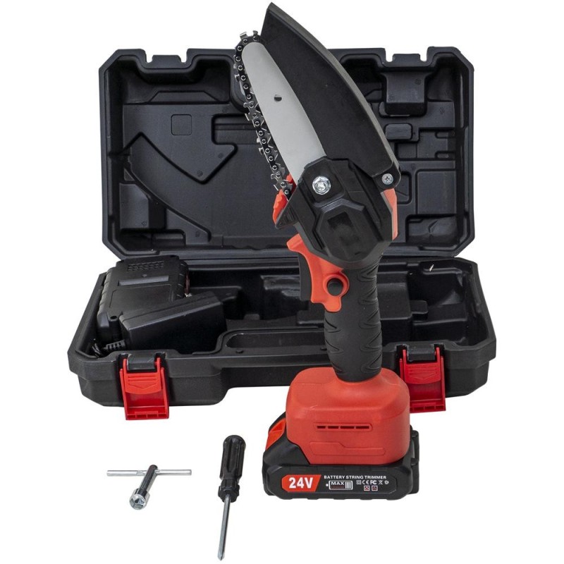 Reducere 14% - Mini Fierastrau Electric, 2 Acumulatori 24V, Lant 4 Inch 1 Mini Fierastrau Electric