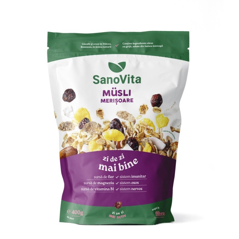 Reducere 14% - Musli cu Merisoare, Sanovita Zipper, 400 g 1 Musli cu Merisoare