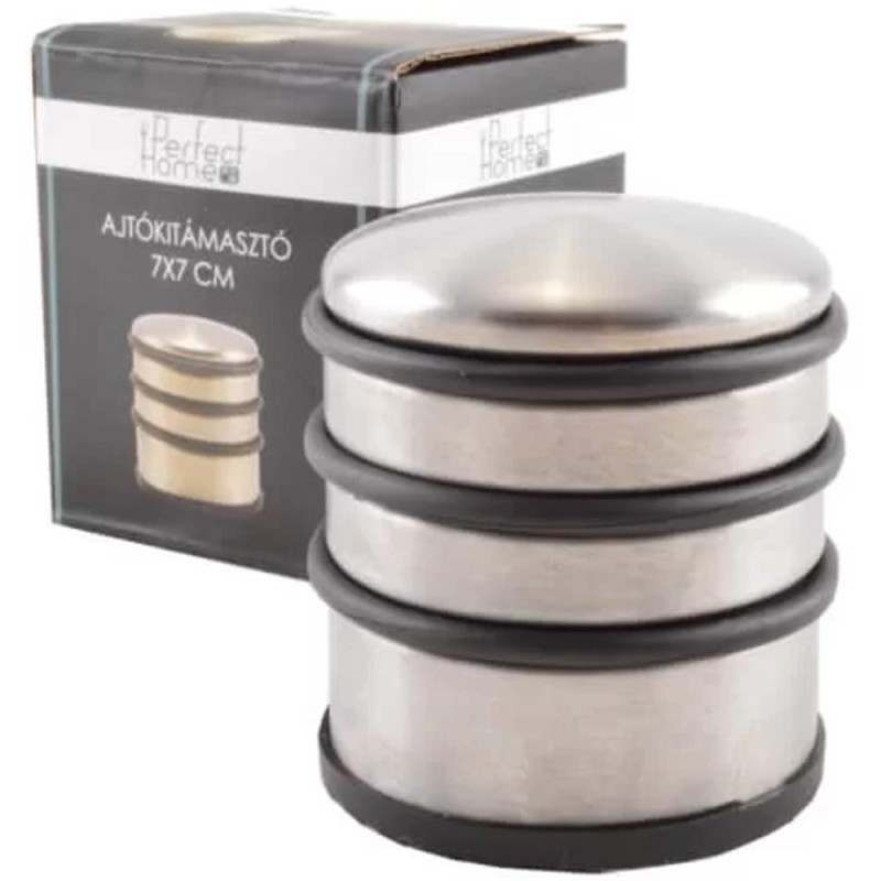 Reducere 14% - Opritor Usa, Inox si Cauciuc, 7 x 7.4 cm, 1 kg, Argintiu, Perfect Home 1 Opritor Usa