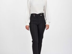 Pantaloni negri conici cu talie inalta