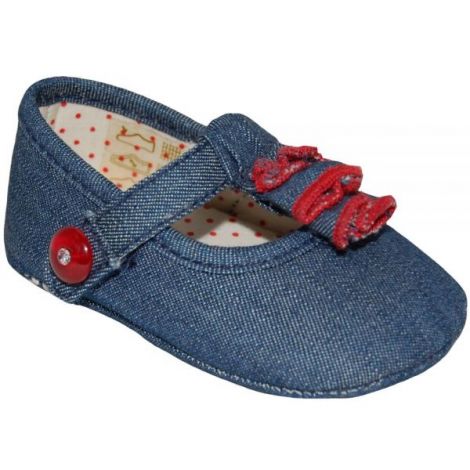 Reducere 43% - Pantofi bleumarin din demin (9738) cu bareta, 16 1 Pantofi bleumarin din demin (9738) cu bareta
