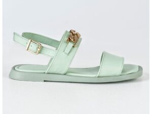 Sandale slingback din piele - Verde pal