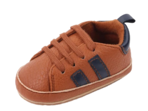 Pantofi Sport  Maro Cu Dungi Bleumarine - Piele ecologica - Baieti - Siret