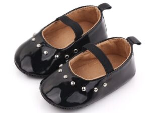 Pantofi  Piele Ecologica Lacuita - Casual - Fete - Banda Elastica - Negru