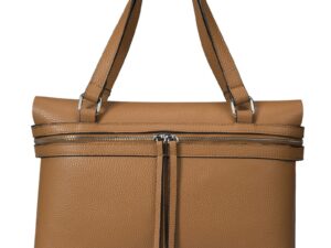 Geanta shopper din piele cu bareta detasabila - Caramel