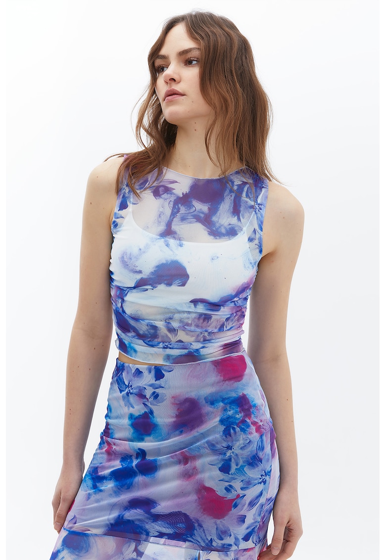 Reducere 83% - Top cu imprimeu floral - Rosu/Albastru inchis/Alb optic 1 Top cu imprimeu floral - Rosu/Albastru inchis/Alb optic