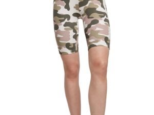Colanti scurti cu model camuflaj - Alb/Kaki/Roz prafuit