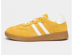 Pantofi sport din piele intoarsa ecologica cu garnituri contrastante - Galben sofran