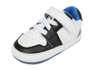 Pantofi Sport  Model Smart - Piele ecologica - Baieti - Siret - Velcro - Alb/Negru/Albastru