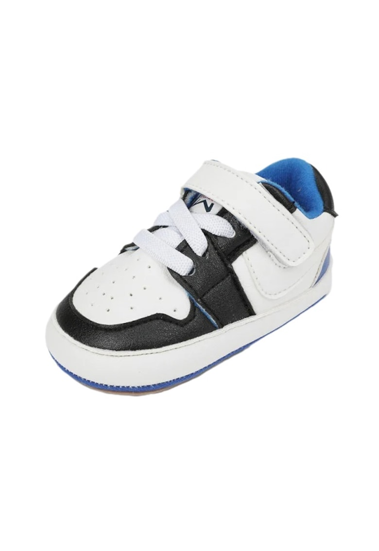 Reducere 60% - Pantofi Sport Model Smart - Piele ecologica - Baieti - Siret - Velcro - Alb/Negru/Albastru 1 Pantofi Sport Model Smart - Piele ecologica - Baieti - Siret - Velcro - Alb/Negru/Albastru