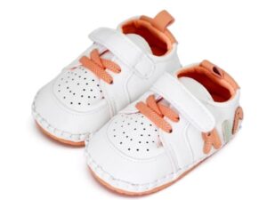 Pantofi Sport  Casual - Piele ecologica - Baieti - Fete - Siret - Velcro - Alb - Portocaliu
