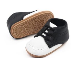 Pantofi  Cu Sireturi Din Elastic - Elegant - Piele ecologica - Baieti - Alb - Negru