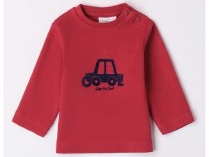 Bluza din bumbac cu imprimeu cu masina - Negru/Rosu inchis