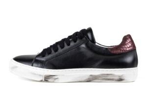 Pantofi sport de piele cu imprimeu - Negru/Alb optic