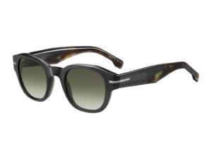 Ochelari de soare rotunzi cu lentile in degrade - Negru carbon/Verde fistic