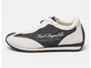 Pantofi sport cu detalii din piele intoarsa Velocette - Negru/Crem