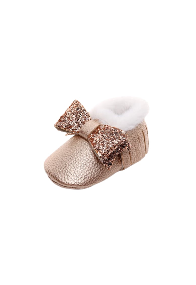 Reducere 60% - Pantofi Model Shine - Imblaniti - Piele ecologica - Fete - Auriu 1 Pantofi Model Shine - Imblaniti - Piele ecologica - Fete - Auriu