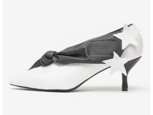 Pantofi de piele cu toc - Alb/Negru