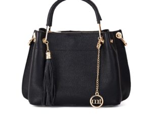 Geanta de mana - de piele - cu accesoriu detasabil cu canaf - Negru
