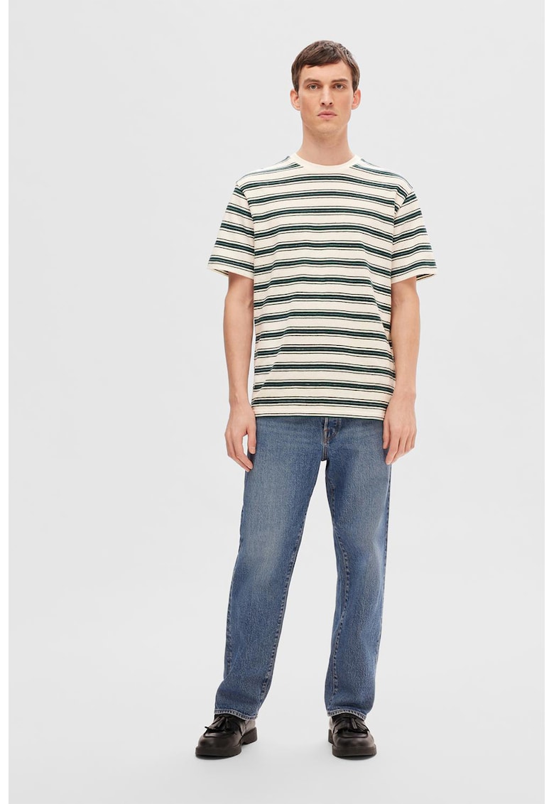 Reducere 82% - Tricou de bumbac organic cu dungi - Verde englez/Alb murdar 1 Tricou de bumbac organic cu dungi - Verde englez/Alb murdar