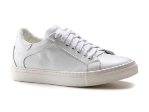 Pantofi sport de piele cu model uni - Alb