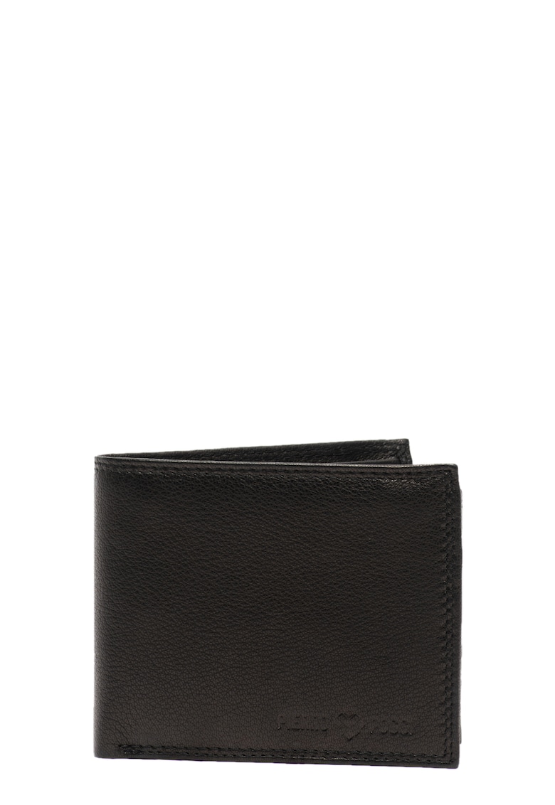 Reducere 79% - Portofel de piele cu clapa si logo stantat - Negru 1 Portofel de piele cu clapa si logo stantat - Negru