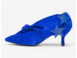 Pantofi de piele intoarsa cu toc - Albastru indigo