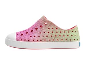 Tenisi flatform cu aspect stralucitor - Verde pal/Roz