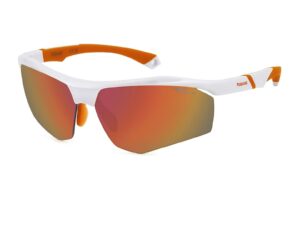 Ochelari de soare wrap cu lentile polarizate - - Portocaliu mandarina/Alb murdar
