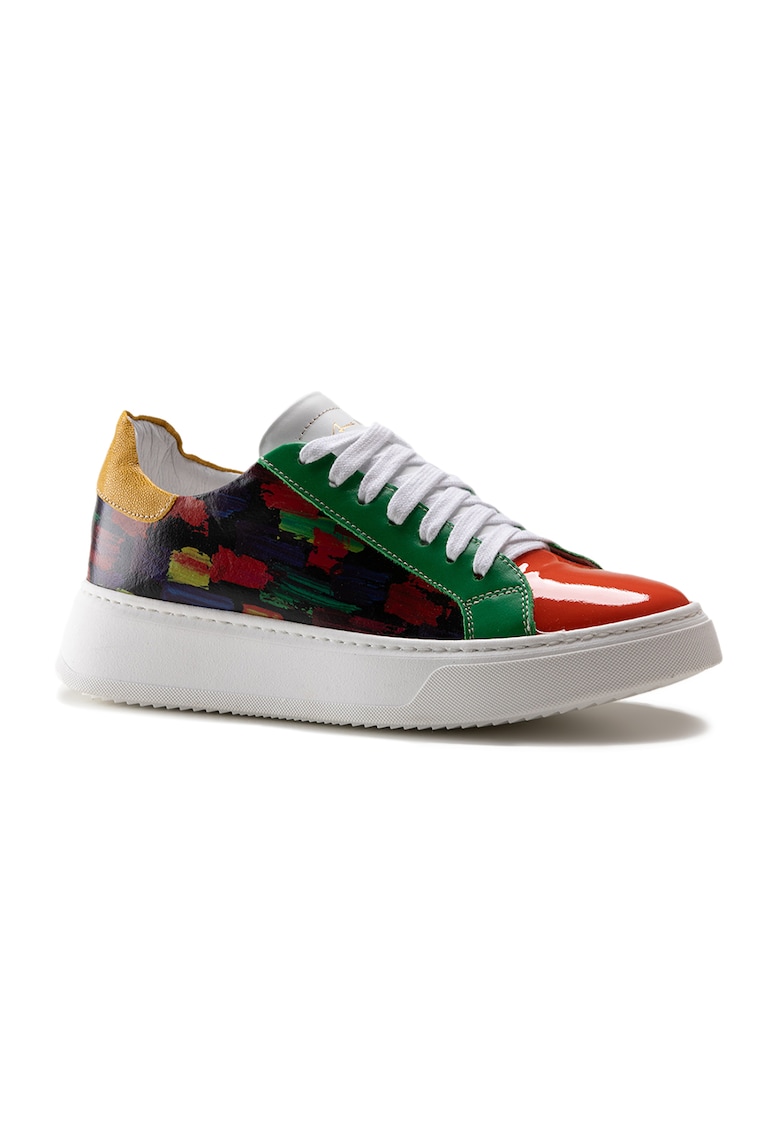 Reducere 85% - Pantofi sport de piele cu imprimeu - Rosu/Verde/Galben mustar 1 Pantofi sport de piele cu imprimeu - Rosu/Verde/Galben mustar